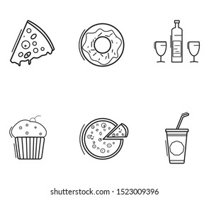 Elegant Food Icons Set Created For Mobile, Web And Applications.