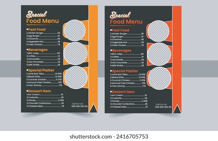 Elegant Food Menu Template, Restaurant menu, template design set.
