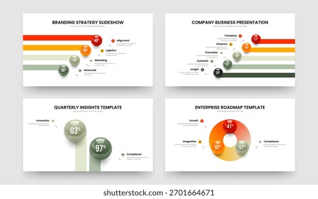 Elegante Prognose 4 5 2 3 Element Diagramm Folie Vorlage Paket. Investor Strategy Four Five Two Three Option Diagram Slideshow Layout Vektor Illustration Set.