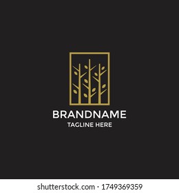 Elegante símbolo del logotipo del árbol de bosques icono plantilla de diseño vector