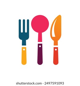 Elegant Fork, Spoon, and Knife Vector Illustration.