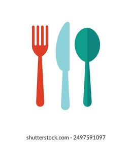 Elegante tenedor, cuchara y cuchillo de Ilustración vectorial.