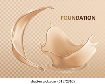 Elegant foundation effects, soft liquid foundation texture in 3d illustration