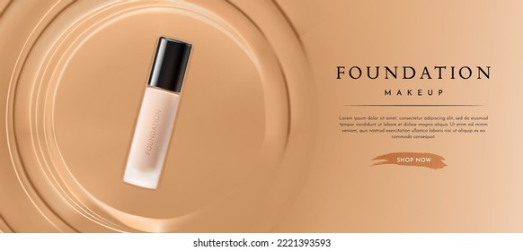 Elegante producto de maquillaje de Fundación sobre fondo de Fundación Líquida