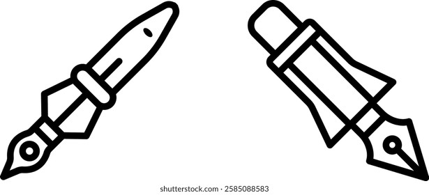 Elegant Fountain Pen Icon Vector Symbol Set