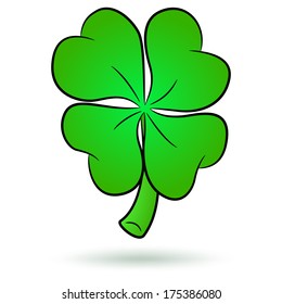 Elegant Four-leaf Clover isolated on white. Vector