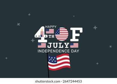 Elegant Fourth of July Design with Patriotic Icons and Flag