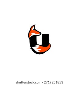 Forma elegante de la letra U del zorro, creando un logotipo liso y elegante para la marca superior y el diseño creativo