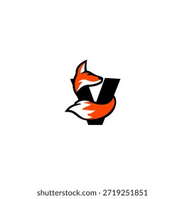 Elegant fox Letter V shape, creating a smooth and stylish logo for premium branding and creative design