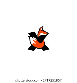 Forma elegante Carta X de raposa, criando um logotipo suave e elegante para marca premium e design criativo