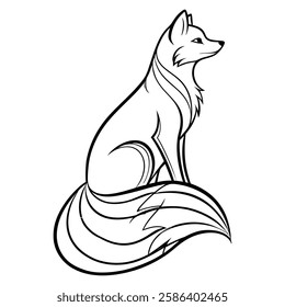 A Elegant Fox Line Art