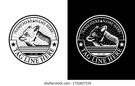 Elegant fox Vintage Retro Badge Label Emblem Logo design inspiration