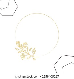 Elegant frame, background, floral wreath, circular monogram with hand drawn wild herbs and flowers. Vector vintage botanical illustration for invitation or wedding decor, logo, label, branding