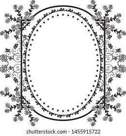 Elegant frame with beautiful flower and leaf, greeting card, invitation card. Vector