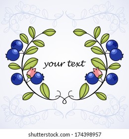 Elegant frame with blueberries.