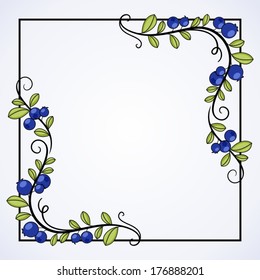 Elegant frame with blueberries.