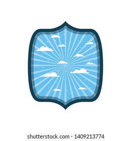 elegant frame with clouds background icon