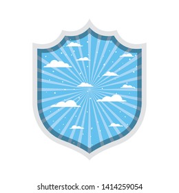 elegant frame with clouds background icon