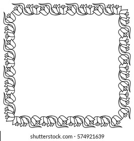 Elegant  frame with contours of flowers. Copy space. Vector clip art.