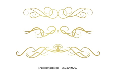 elegant frame decoration isolated on white background. gold swirl lines element set