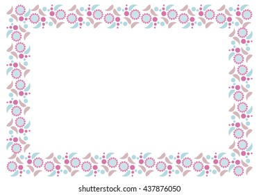 Elegant frame with decorative sunflowers silhouettes in a blue color. Vector clip art.