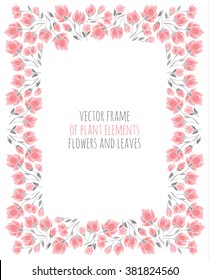 elegant frame of delicate pink sakura cherry blossoms - vector illustration for design