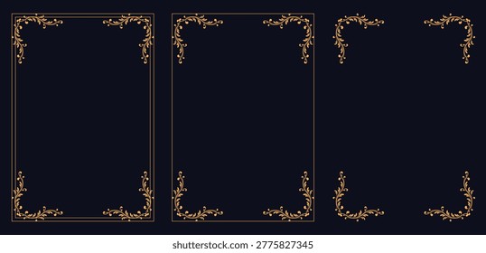 Elegant Frame Design: An assortment of sophisticated, decorative frames, each showcasing ornate floral and ornamental designs, perfect for adding a touch of elegance to any design.