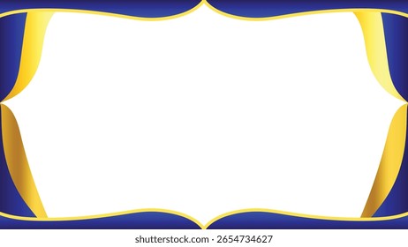 Design de quadro elegante com borda decorativa azul e dourada