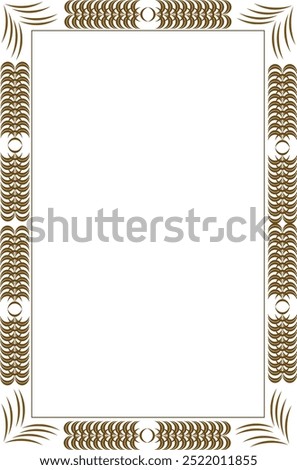 An elegant frame design with gold ornamental patterns on each side, perfect for certificates, invitations, or official documents, offering a luxurious and classic look.
