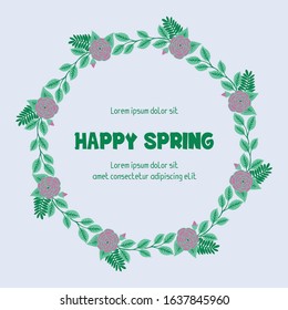 Elegant frame design with leaf and pink rose flower, for happy spring greeting card design. Vector