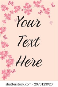 Elegant frame design with sakura blooming branches with butterflies and spece for your text
