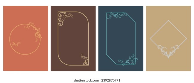 Elegant frame for design template in floral style. Vector background for wedding invitations, greeting cards, social media stories, labels, corporate identities