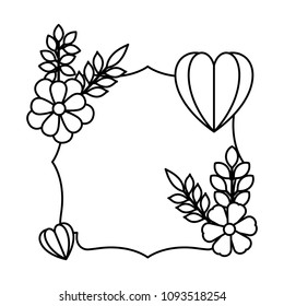 elegant frame with floral decoration and hearts