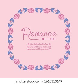 Elegant frame, with flower and leaf ornate, for romance greeting card template design. Vector