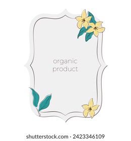 elegant frame with flowers and copy space. lable design for cosmetic products, flowershop, perfume and other