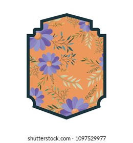 elegant frame with flowers and leafs garden