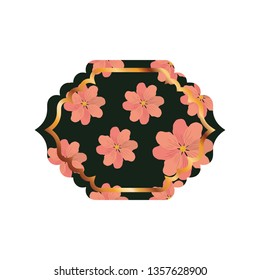 elegant frame with flowers and leafs icon