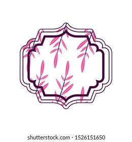 elegant frame with flowers and leafs icon vector illustration design
