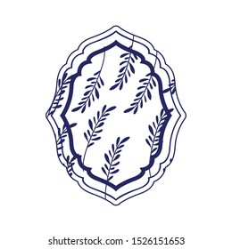 elegant frame with flowers and leafs icon vector illustration design