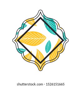 elegant frame with flowers and leafs icon vector illustration design