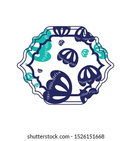 elegant frame with flowers and leafs icon vector illustration design