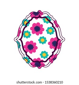 elegant frame with flowers and leafs icon vector illustration design