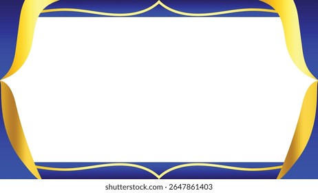 Elegant Frame with Golden Border on Gradient Blue Background