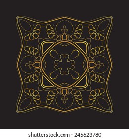 Elegant frame. Golden pattern.