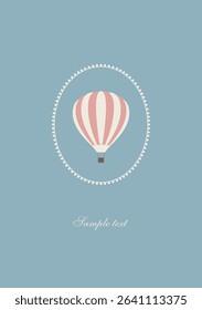 Elegant frame with hot air balloon. Vector illustration.