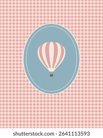 Elegant frame with hot air balloon. Vector illustration.