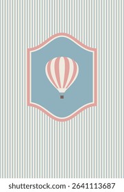 Elegant frame with hot air balloon. Vector illustration.