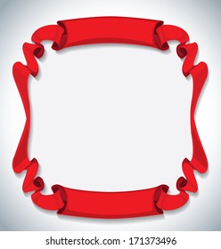 Elegant frame made of red ribbons