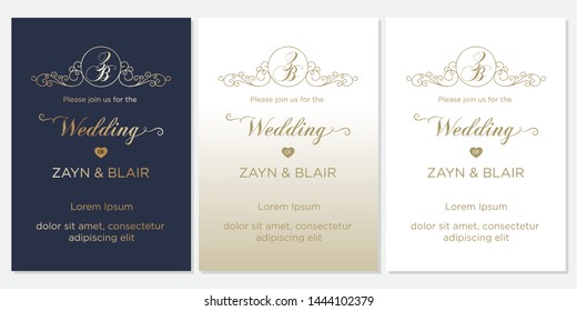 elegant frame with monogram, wedding invitation template