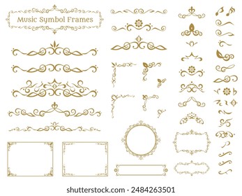 Elegant frame with musical symbols as a motif_Illustration material set